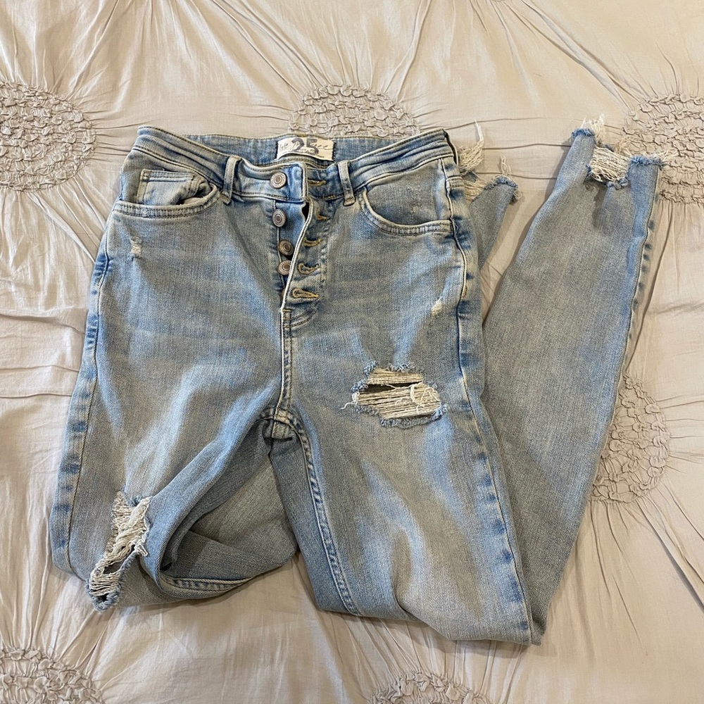 free people light washed ripped jeans